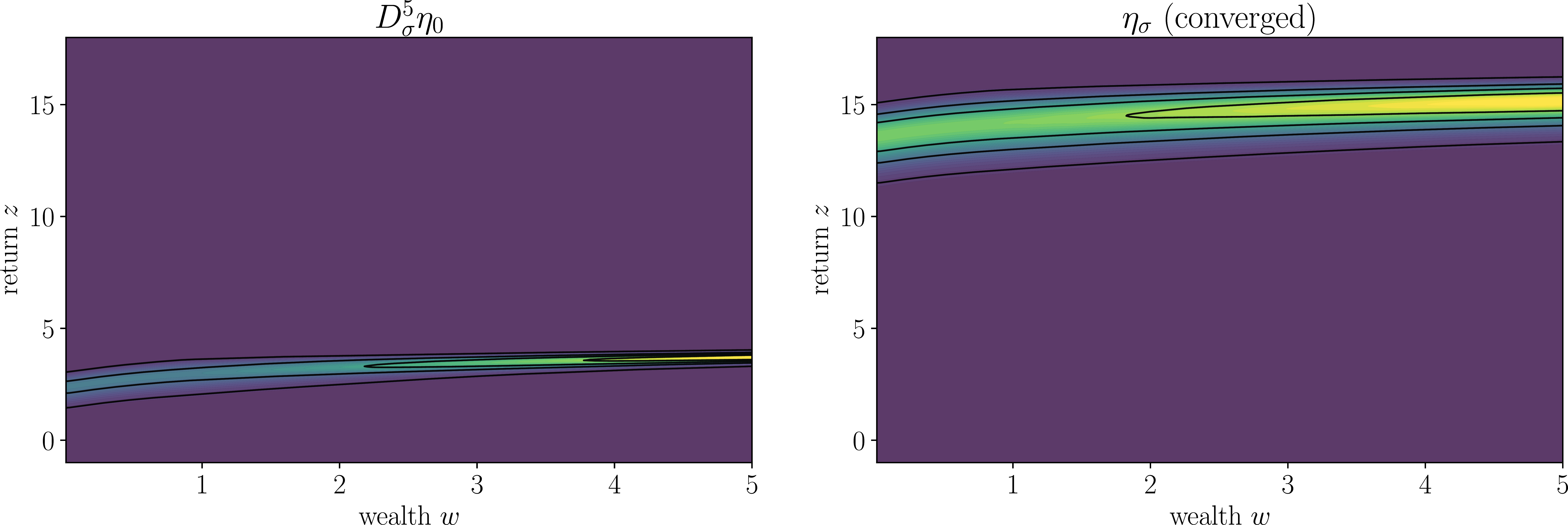 Iterating D_\sigma: early iterate (left) and converged \eta_\sigma (right)