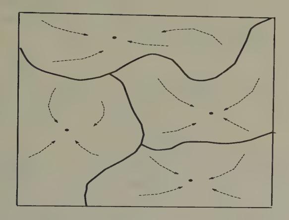 A Hopfield network. The network has four ‘memorized patterns’ that are attractors for the net’s dynamics.